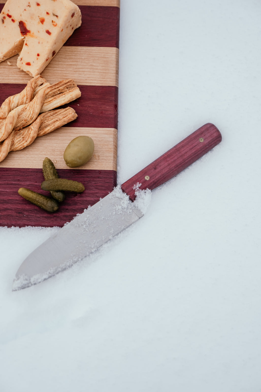 Reclaimed Core Cutting Board & Chef knife